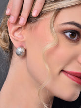 Brushed Stripe Silver Curved Earrings